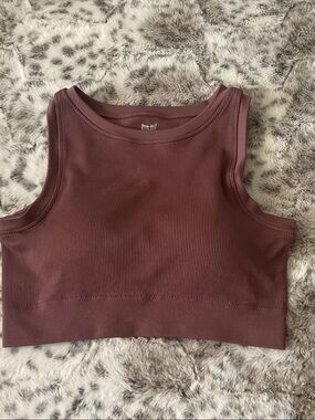 Pro-Fit Seamless Ribbed Crop Tank Top in Mauve L